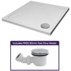 Modern Square 800 X 800 Shower Tray For Wetroom Stone Resin With Waste Plug