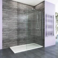 ELEGANT 1100mm Frameless Wet Room Shower Screen Panel 8mm Easy Clean Glass Walk In Shower Enclosure With Support Bar