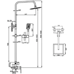Black/Rose Gold Brass Bathroom Shower Column Set Handshower Square Rainfall -Bathroom Supplies Store 18669850 3