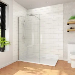 ELEGANT Walk In Shower Enclosure 8mm Easy Clean Glass Wetroom 1000mm Shower Screen Panel