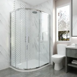 ELEGANT 900 X 800 Mm Quadrant Shower Enclosure Sliding Door Easy Clean Glass