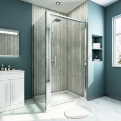 ELEGANT 800 X 800 Mm Pivot Hinge Shower Enclosure Shower Screen Reversible Cubicle Door With Side Panel