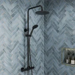 Bathroom Thermostatic Mixer Shower Set Round Matte Black Twin Head Exposed Valve 7 Bathroom Thermostatic Mixer Shower Set Round Matte Black Twin Head Exposed Valve -Bathroom Supplies Store 19887319 3