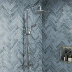 Merano Thermostatic Twin Head Mixer Shower Set Round Bar Chrome Exposed Valve -Bathroom Supplies Store 19887325 3