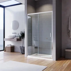 ELEGANT 1200mm Sliding Shower Door 6mm Toughened Glass Bathroom Screen Panel Reversible Shower Door For Bath