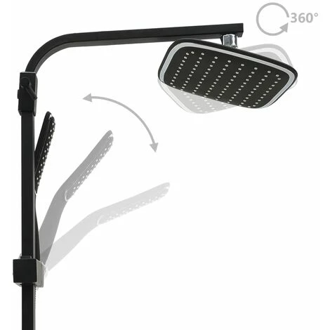 Dual Head Shower Set With Mixer And Hose Black VidaXL 5 Dual Head Shower Set With Mixer And Hose Black VidaXL - Image 5