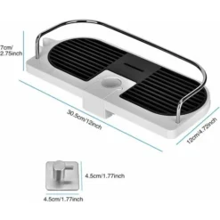 Shower Caddy, Adjustable Bathroom Shelf Organizer Rack Detachable Holder For Storing Soap Lotion Shampoo Soap Dish Towels Hooks, NO Drilling Wall Mounted -Bathroom Supplies Store 23409181 3
