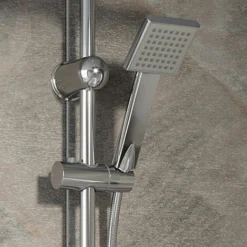 Modern Shower Mixer With Waterfall Tap Kit Riser Rail Hose Chrome Twin Heads -Bathroom Supplies Store 23636665 3