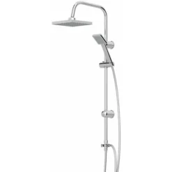 Modern Shower Mixer With Waterfall Tap Kit Riser Rail Hose Chrome Twin Heads -Bathroom Supplies Store 23636665 5
