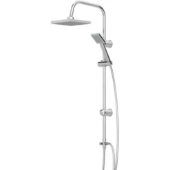 Bathroom Shower Kit Adjust Riser Rail Hose Twin Shower Heads Chrome Square Set -Bathroom Supplies Store 23636672 5