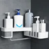 Livingandhome Wall Mounted Bathroom Corner Rack Shower Shampoo Storage Holder, White And Grey