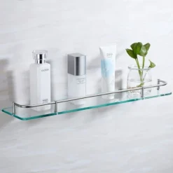 Livingandhome 40CM Wall Mounted Glass Shower Storage Caddy For Bathroom