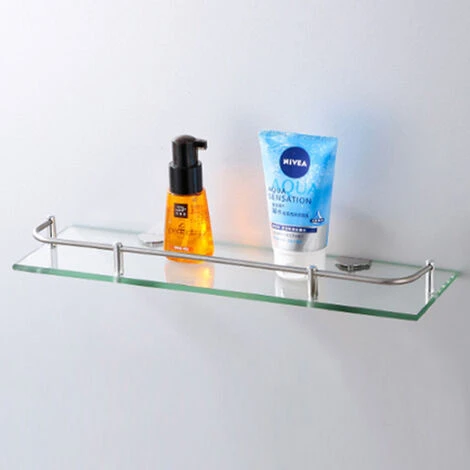 Livingandhome 40CM Wall Mounted Glass Shower Storage Caddy For Bathroom 2 Livingandhome 40CM Wall Mounted Glass Shower Storage Caddy For Bathroom - Image 2