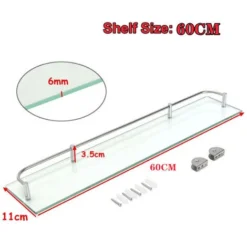 Livingandhome 60CM Wall Mounted Glass Shower Storage Caddy For Bathroom -Bathroom Supplies Store 23694793 5