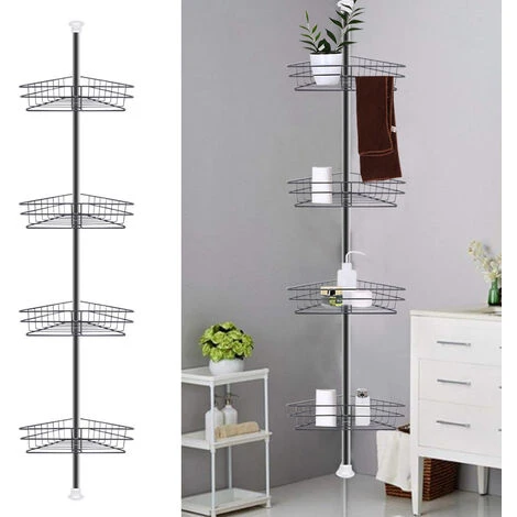 Livingandhome 4 Tier Telescopic Shower Caddy Holder Rack For Bathroom 1 Livingandhome 4 Tier Telescopic Shower Caddy Holder Rack For Bathroom