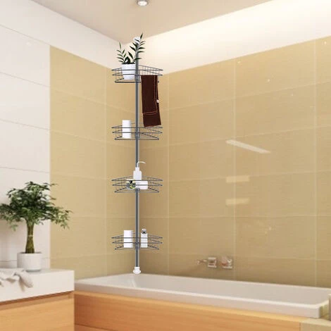 Livingandhome 4 Tier Telescopic Shower Caddy Holder Rack For Bathroom 2 Livingandhome 4 Tier Telescopic Shower Caddy Holder Rack For Bathroom - Image 2