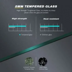 ELEGANT 1000mm Walkin Shower Enclosure Bathroom 8mm Grey Safety Easy Clean Glass For Bath Wetroom Walk In Shower Cubicle Screen Panels + Black Stainless Steel Support Bars -Bathroom Supplies Store 25955607 5