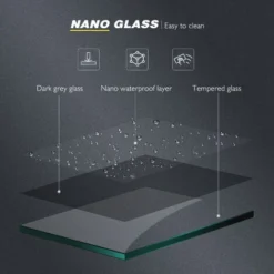 ELEGANT 1200mm Walkin Shower Enclosure Bathroom 8mm Grey Safety Easy Clean Glass For Bath Wetroom Walk In Shower Cubicle Screen Panels + Black Stainless Steel Support Bars -Bathroom Supplies Store 25955611 4