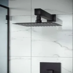 Rennes Concealed Thermostatic Overhead 250mm Square Rainfall Shower Mixer Set Matte Black -Bathroom Supplies Store 26799360 4
