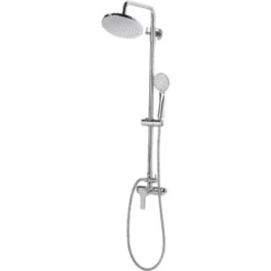 Modern Mixer Shower Set Brass Rain Function Wall Hanging Glossy Silver Tinkisso