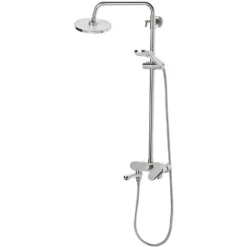 Modern Mixer Shower Set With Rain Function Brass Gloss Finish Silver Gurara -Bathroom Supplies Store 27202035 5