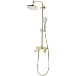 Modern Mixer Shower Set With Rain Function Brass Gold Gloss Finish Gurara