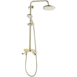 Modern Mixer Shower Set With Rain Function Brass Gold Gloss Finish Gurara -Bathroom Supplies Store 27202065 4