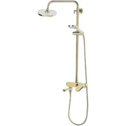 Modern Mixer Shower Set With Rain Function Brass Gold Gloss Finish Gurara -Bathroom Supplies Store 27202065 5