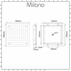 Milano Arvo - Chrome Modern 400mm Square Ceiling Mounted Recessed Shower Head 9 Milano Arvo - Chrome Modern 400mm Square Ceiling Mounted Recessed Shower Head -Bathroom Supplies Store 27964961 5