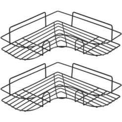 2Pcs Corner Shower Rack Shelf Bathroom Storage Organiser Basket Tidy Shelf Black -Bathroom Supplies Store 28264671 4