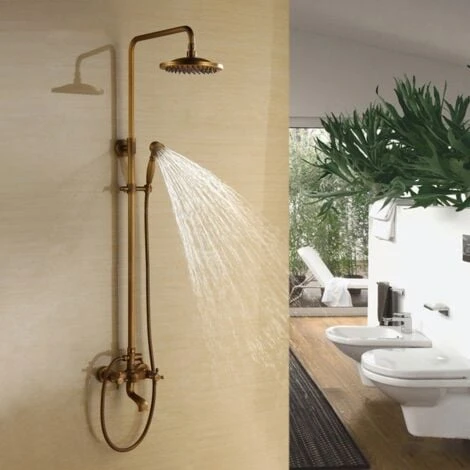 Classic Shower Column In Antique Brass With Bath Spout 2 Classic Shower Column In Antique Brass With Bath Spout - Image 2