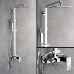 Chrome Wall Shower Column With Spout - Deneb 7 Chrome Wall Shower Column With Spout - Deneb -Bathroom Supplies Store 28355321 3