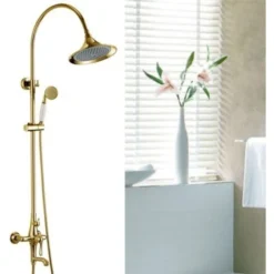 Antique Gold Style Curved Spout & Shower Column -Bathroom Supplies Store 28355433 5