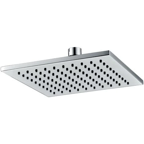 Square 200mm Fixed Shower Head Chrome Single Mode Rub Clean + Swivel Ball Joint 1 Square 200mm Fixed Shower Head Chrome Single Mode Rub Clean + Swivel Ball Joint