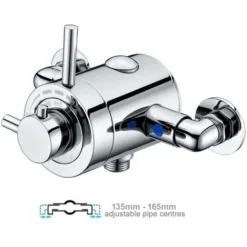 Thermostatic Concentric Exposed Shower Mixer Valve - 135mm To 165mm Centres