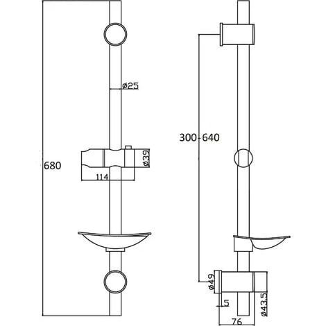 Chrome Stainless Steel Shower Riser Rail Kit + Shower Head + Hose + Soap Dish 2 Chrome Stainless Steel Shower Riser Rail Kit + Shower Head + Hose + Soap Dish - Image 2