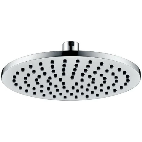 Round 200mm Fixed Shower Head Chrome Single Mode Rub Clean + Swivel Ball Joint 1 Round 200mm Fixed Shower Head Chrome Single Mode Rub Clean + Swivel Ball Joint