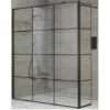 Milano Barq - 1200mm Black Recessed Walk In Wet Room Shower Enclosure With Grid Pattern Screen&44 Hinged Return Panel And Support Arm - No Shower Drain