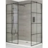 Milano Barq - Corner Walk In Wet Room Shower Enclosure With Grid Pattern Screens&44 Support Arms And 1400mm X 800mm White Tray - Black