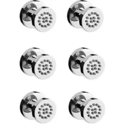 6 X Round Shower Massage Body Jet Sprayers In Chrome