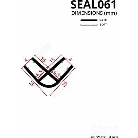 Vertical Corner Shower Seal For Screens, Doors Or Panels | Fits 4, 5 Or 6mm Glass | For 90°Joints | SEAL061 (80cm) 3 Vertical Corner Shower Seal For Screens, Doors Or Panels | Fits 4, 5 Or 6mm Glass | For 90°Joints | SEAL061 (80cm) - Image 3