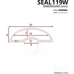 Shower Door Threshold Strip | Wetroom Barrier | Stick To Floor/Tray | Flexible Rubber Material | White Finish | SEAL119W (80cm) -Bathroom Supplies Store 30151366 3