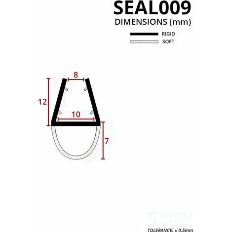 Shower Seal For Screens, Doors Or Panels | Fits 8, 9 Or 10mm Glass | Seals 3-7mm Gaps | SEAL009 (80cm) 3 Shower Seal For Screens, Doors Or Panels | Fits 8, 9 Or 10mm Glass | Seals 3-7mm Gaps | SEAL009 (80cm) - Image 3