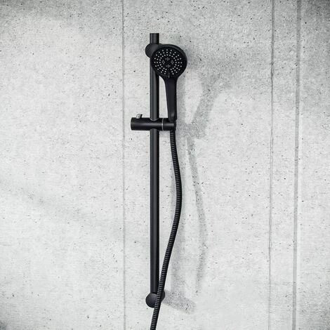 Modern Matte Black Slider Rail Shower Bar Riser Wall Bracket Kit 2 Modern Matte Black Slider Rail Shower Bar Riser Wall Bracket Kit - Image 2