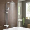 Edor 3 Way Exposed Square Thermostatic Shower Mixer Bathroom Twin Head Valve Set