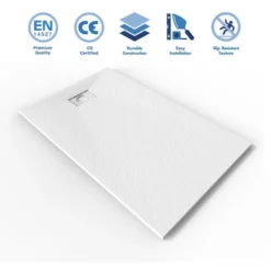 ELEGANT 1200x800mm Shower Tray White Slate Effect Shower Base Grain Rectangular With Waste Trap -Bathroom Supplies Store 31933694 3