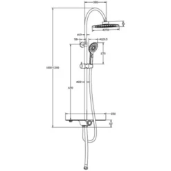 Overhead Shower Set With Tray AQUASTAR Chrome-Anthracite SCHÜTTE -Bathroom Supplies Store 32183072 3