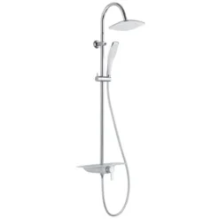 Overhead Shower Set With Single Lever Mixer And Tray WATERWAY Chrome-White SCHÜTTE