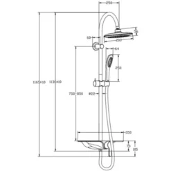 Overhead Shower Set With Single Lever Mixer And Tray WATERWAY Chrome-White SCHÜTTE -Bathroom Supplies Store 32183306 4