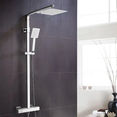 Fawley Square Thermostatic Exposed Twin Head Mixer Shower Set 1 Fawley Square Thermostatic Exposed Twin Head Mixer Shower Set
